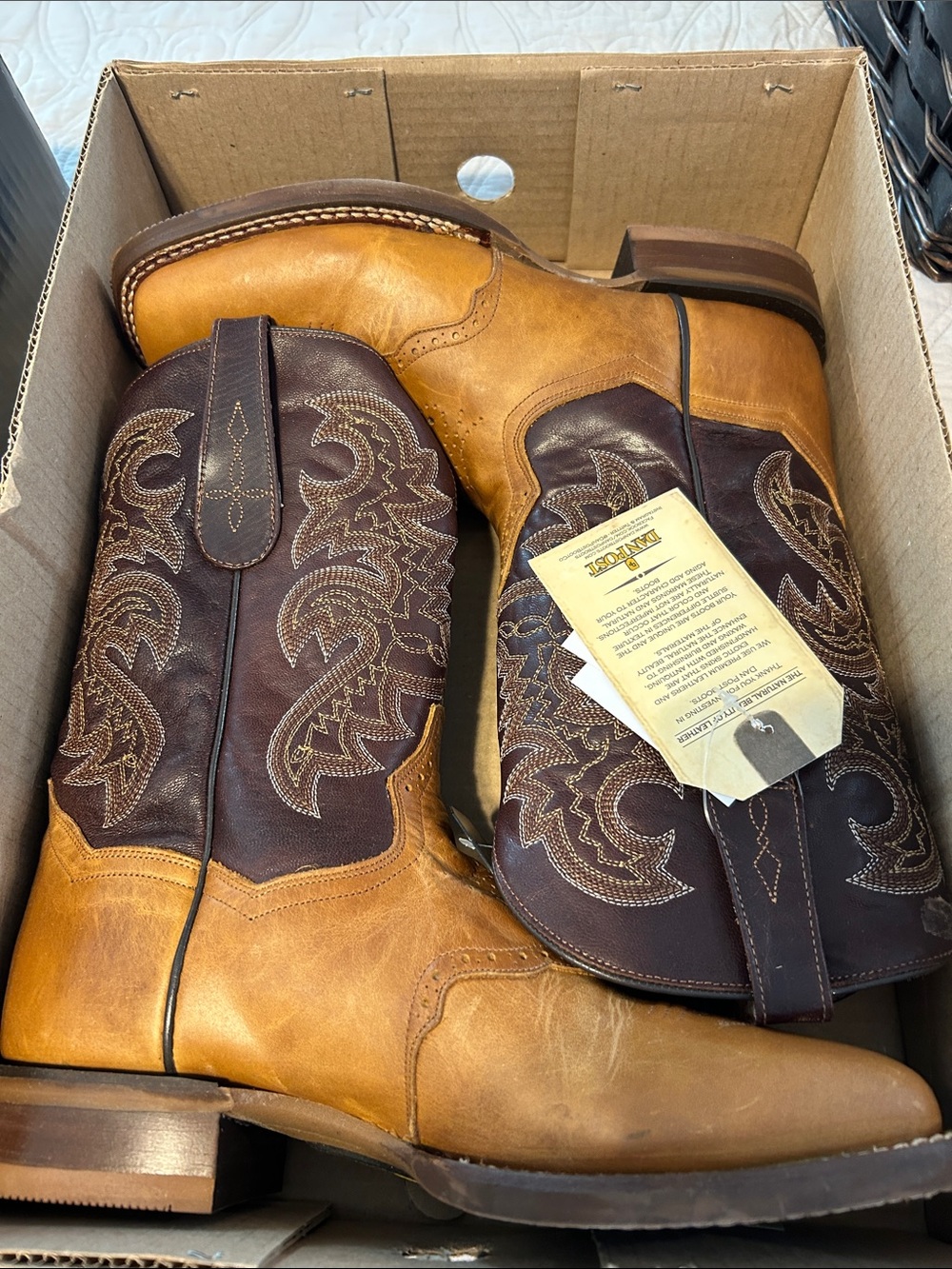 Dan Post Two-Tone Brown and Tan Western Cowboy Boots